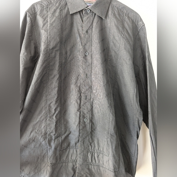 Robert Graham Rolled Cuffs Collar Black Cotton Silk Mens Size L Buttondown shirt - Picture 7 of 13